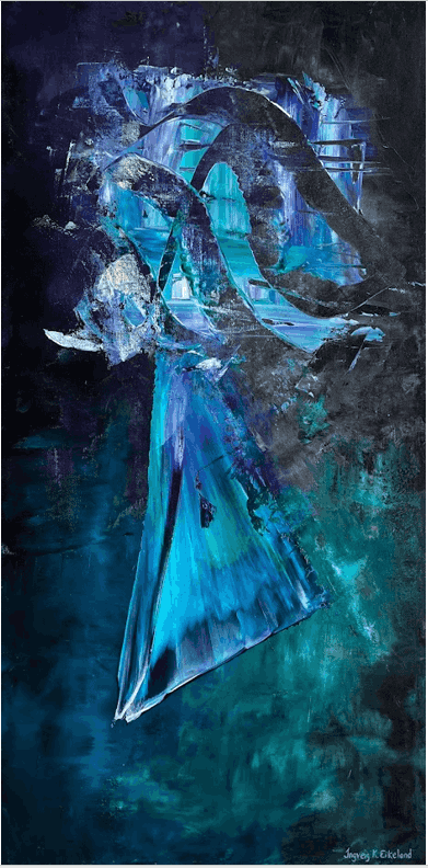 Ellida med sine to beilere (over) og avdøde barn i dypet. Hun gløder fortsatt gammel kjærlighet, men ikke til sin fortvilte ektemann (imellom). Elllida finner ro og styrke i det matriarkalske dypet av oppholdelse - å være nødvendig i omgivelsen. Slik omforener hun de to beilerene (bølgene) til en helhetlig bølge med hennes høyere anima framfor å "ta sitt" (animus.).  Å gi seg hen; men ikke henfalle.